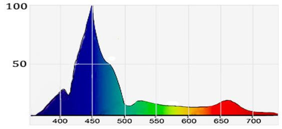 Spectral distribution of LED Reef Aquarium light