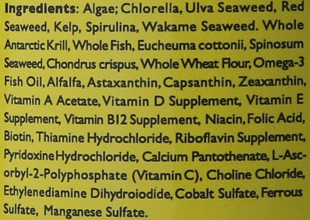 Ingredients in algae max fish food