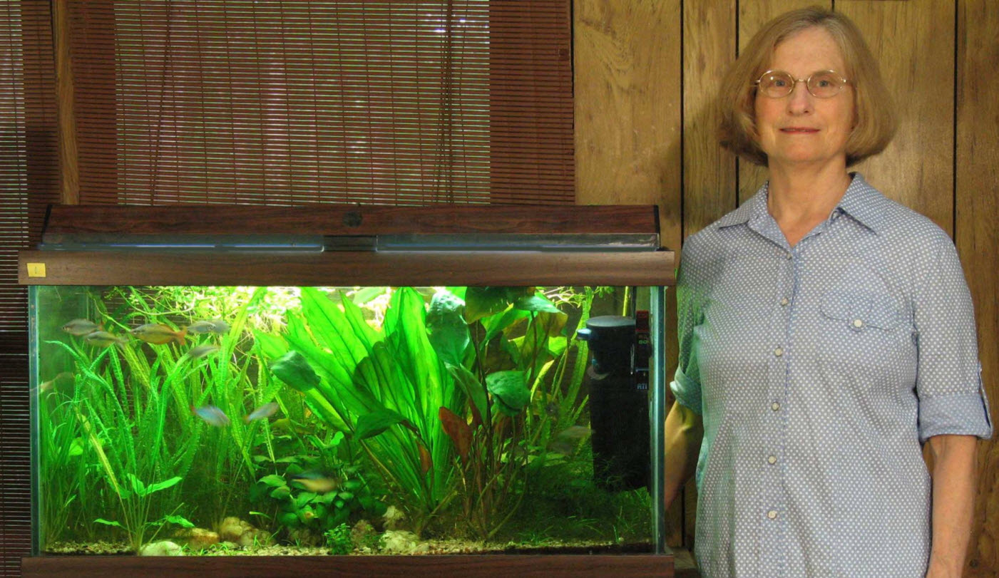 Diana Walstad with one of her Aquariums